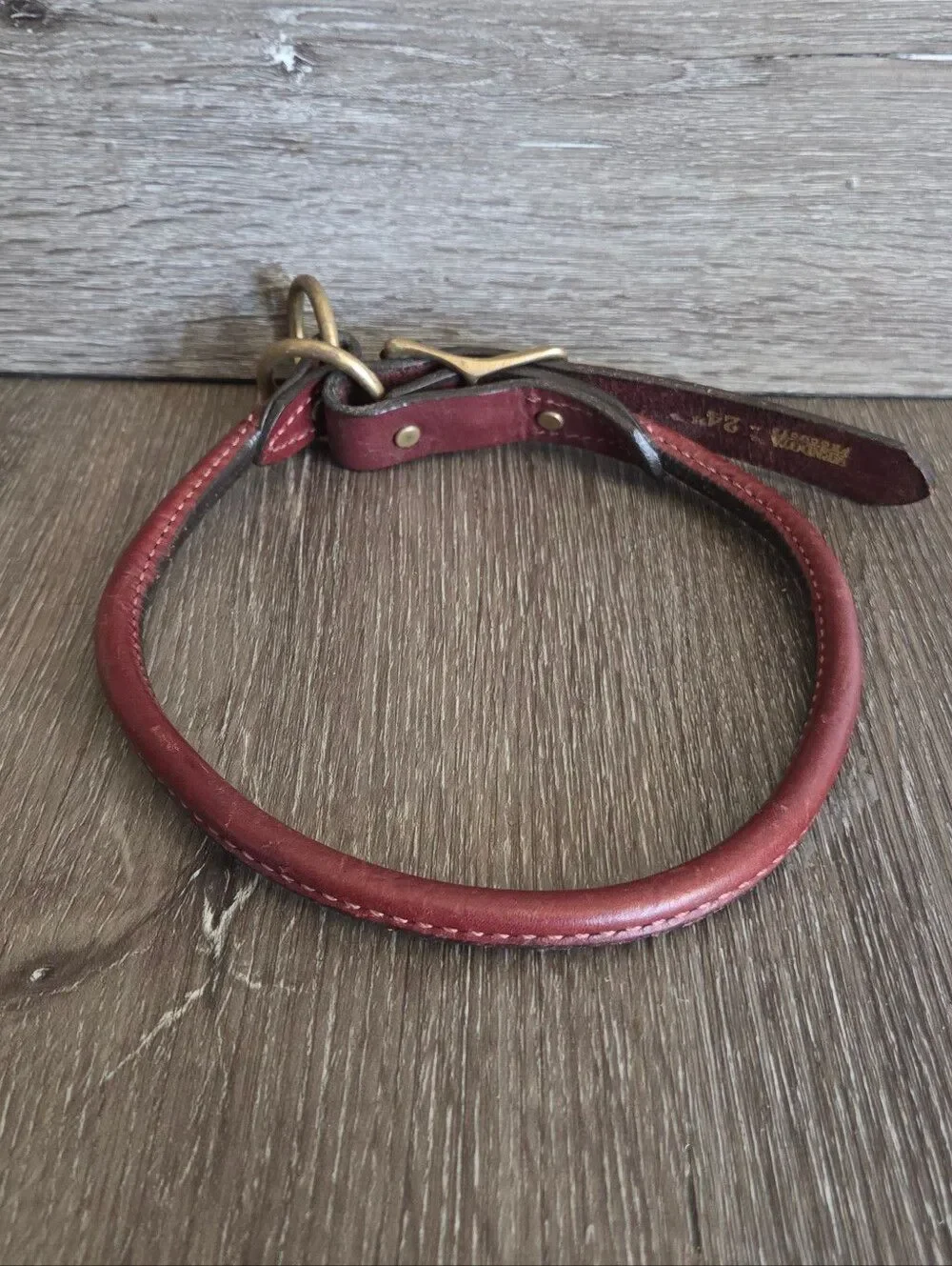 Mendota Leather Rolled Collar - Chestnut - 24